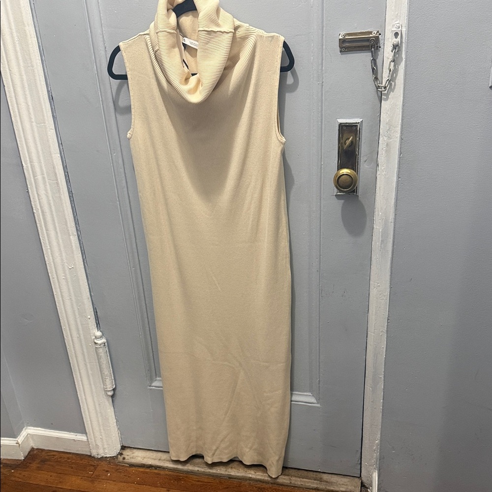 Zara Sleeveless Cowl Neck Maxi Dress in Cream